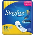 thumbnail image 1 of Stayfree Maxi Serviettes Régulières pour Femmes, Sans Ailes, Protection et Absorption Fiables pour les Règles Féminines, 66 Unités, 1 of 4
