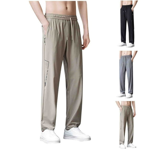 ZRGHAOYLQ Mens Quick Dry Sweatpants Big and Tall Joggers Lightweight Cooling Sweat Pants Casual Open Buttom Workout Pants Breathable Drawstring Waist Sports Pants with Pockets