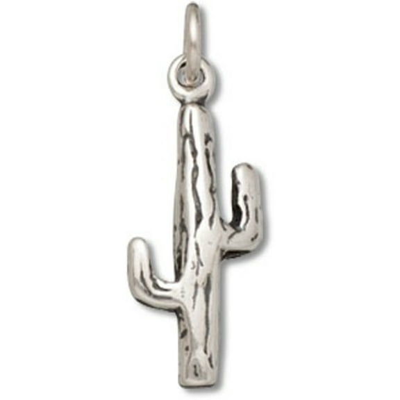 Sterling Silver 16" .8mm Box Chain 3D Cactus Pendant Necklace