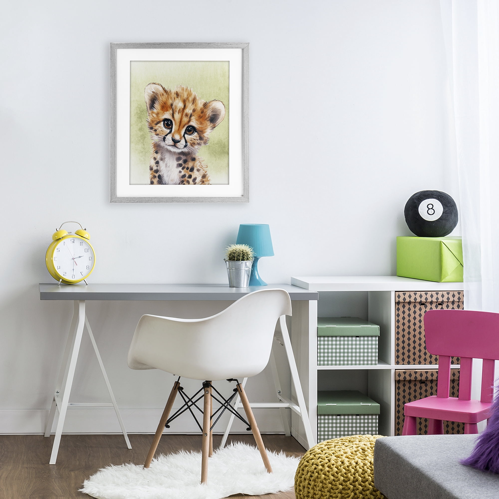 Stupell Industries Jungle Friends Baby Cheetah Gray Framed Print Under Glass, design by Christine Simpson Art