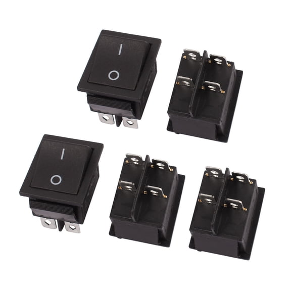 4 Pcs AC 250V 16A 125V 20A 4 Pin DPST Black On/OFF Rocker Switch