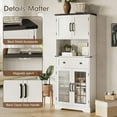 thumbnail image 6 of VEANERWOOD 59.4" Tall Kitchen Pantry Storage Cabinet, Farmhouse Kitchen Hutch Cabinet with Glass Doors & Storage Drawer, White, 6 of 9
