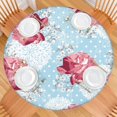 thumbnail image 2 of Round Fitted Tablecloth with Elastic Edges Fits 36"-44" Round Tables Pioneer Colorful Floral Waterproof Table Cover Washable Indoor and Outdoor for Party Kitchen Dinner Banquet Patio Picnic, 2 of 7