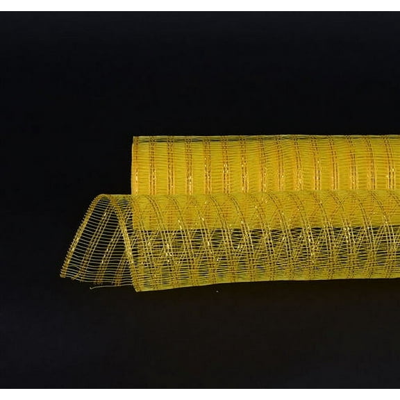 Yellow - Metallic Line Mesh Wrap - ( 21 Inch x 10 Yards )