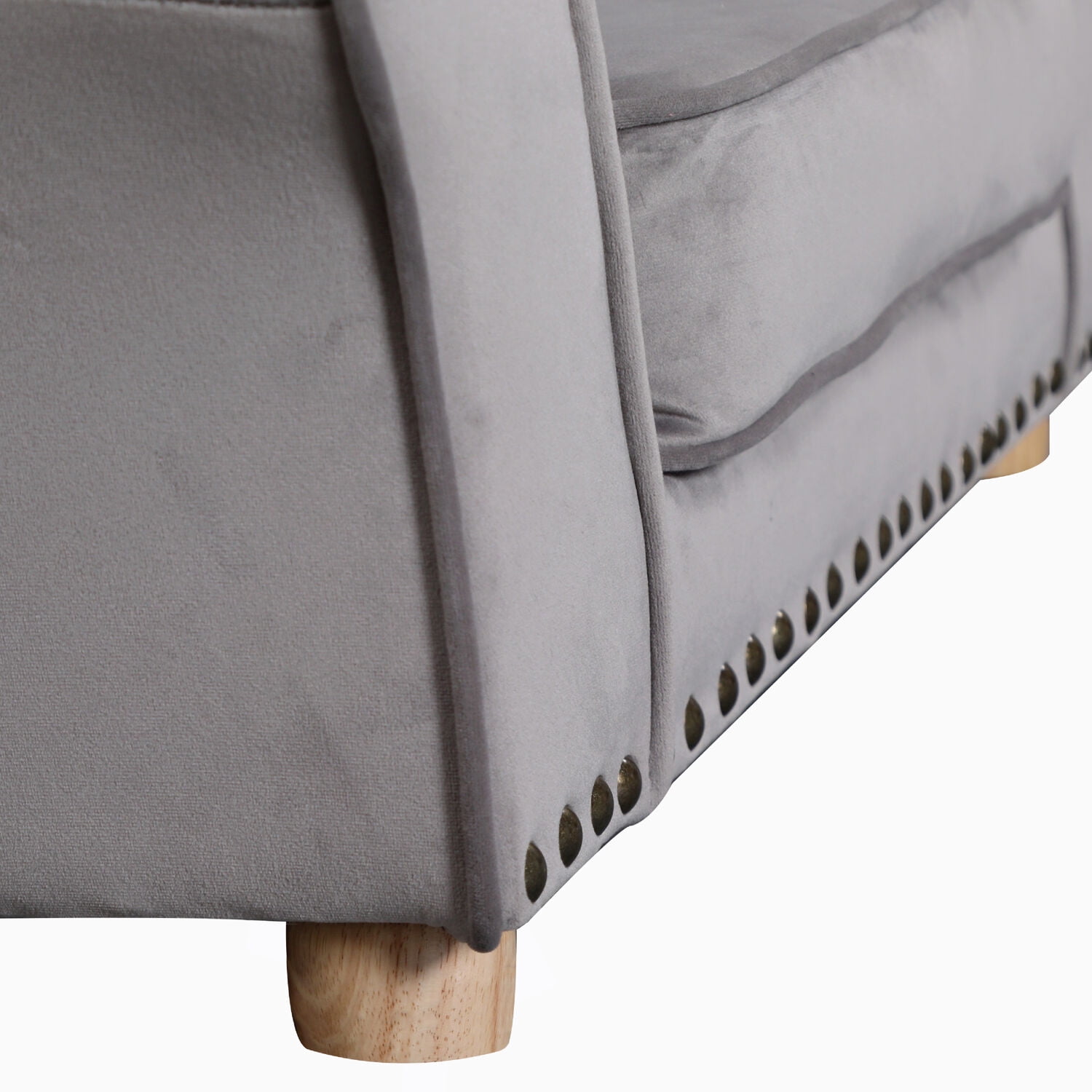 Critter Sitters 34-in. Faux Velvet Pet Bed Sofa for Medium-Sized Dogs and Cats in Dark Gray