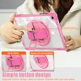 thumbnail image 5 of ELEHOLD Rugged Case For  Samsung Galaxy Tab A9+ 11Inch, Full Protection Transparent 360° Rotating Stand Cover, with Silicone Wrist Strap, Shoulder Strap,Rose, 5 of 12