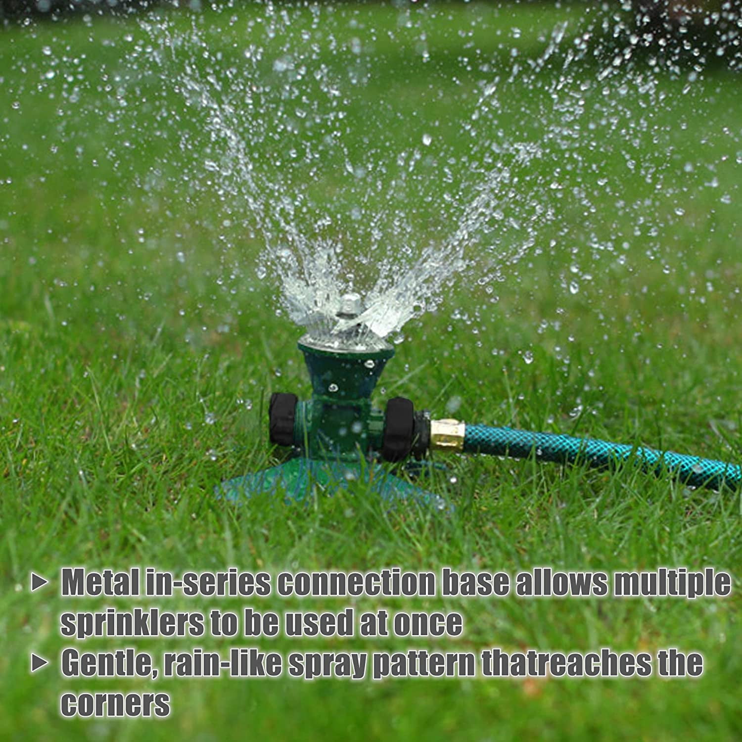 2 Pack Lawn Sprinkler Heavy Duty Metal Square Garden 360 Degree Large Area Irrigation Connectable Rotating Automatic Water Sprinklers for Yard Watering