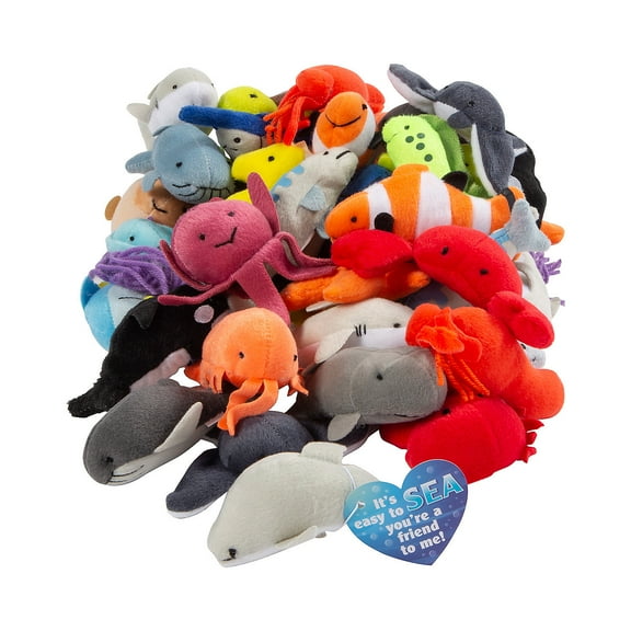 Mini Sea Life Stuffed Animals with Valentine’s Day Card, Toys, Valentine's Day, 50 Pieces