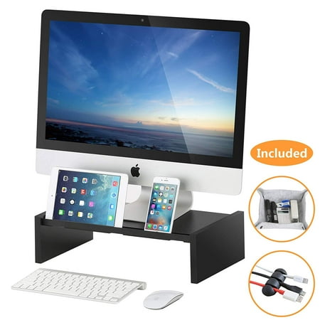 FITUEYES Monitor Stand Riser Storage Organizer for Computer,Printer,iMac,Laptop,Desk with Tablet & Phone Holder,Cable Management