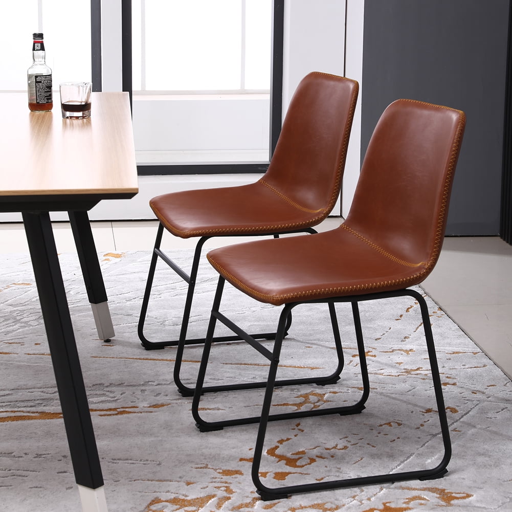 Lowestbest PU Leather Bar Stool, 2-Piece Counter High Stool, Bronze