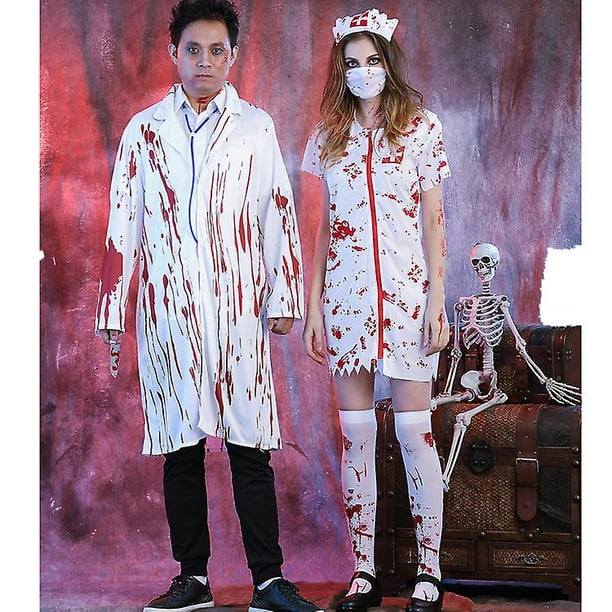 Halloween Horror Gory Doctor Enfermera Disfraz Zombie Adulto Hombre y Mujer Doctor Disfraz Pareja Walmart en linea