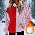 thumbnail image 2 of Women's Color Block Fuzzy Hoodie - Oversized Loose Fit Fall Winter Sweatshirt, Fashion Fluffy Sherpa Hoodie with Drawstring, 2 of 6