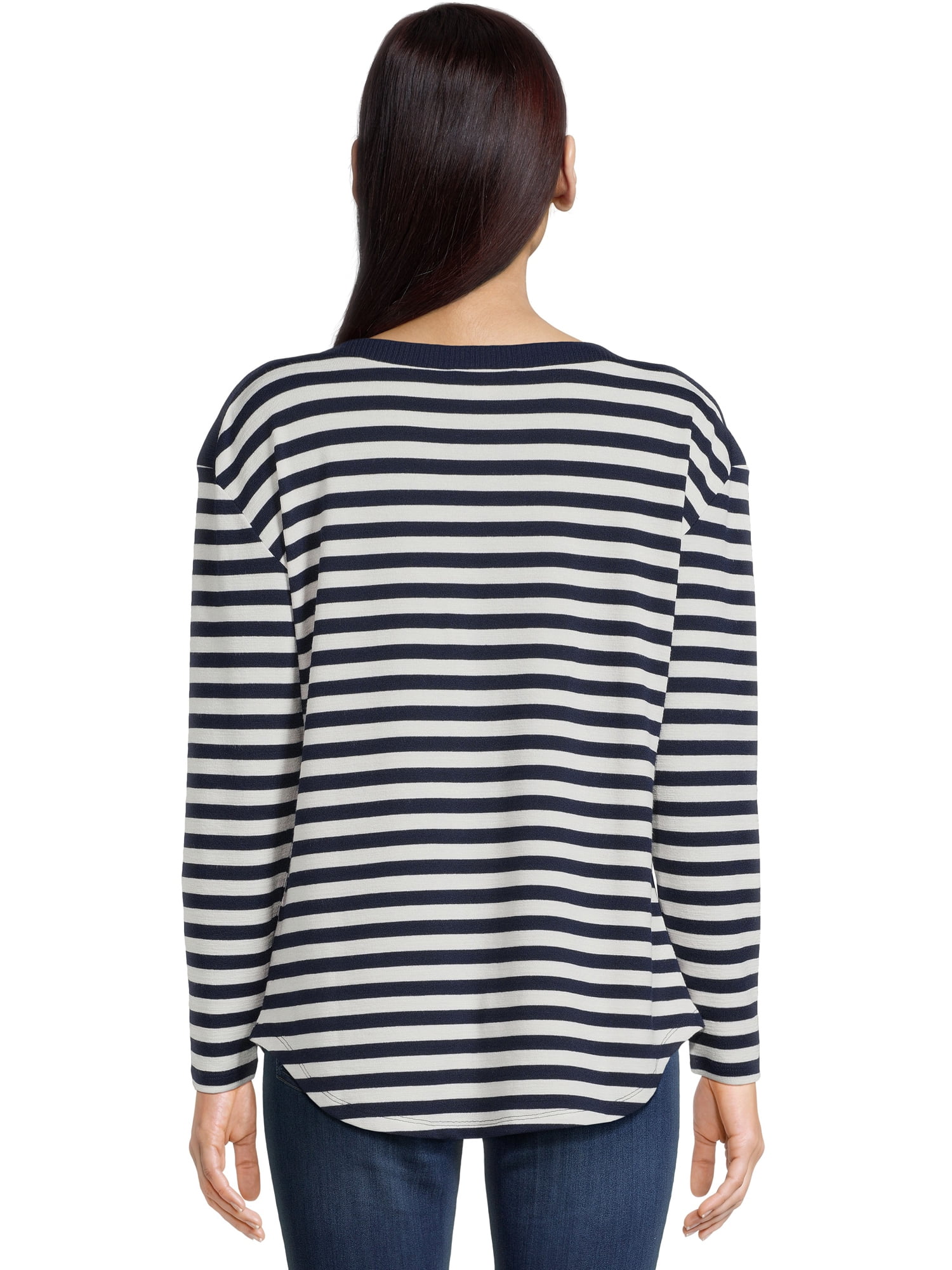 Time and Tru Women's Long Sleeve Boat Neck Top, Sizes XS-XXXL 