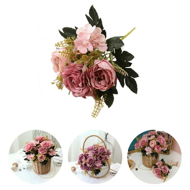 Fake Flowers High Simulation Ornamental Realistic Real Touch Rose Silk  Artificial Flowers for Hotel