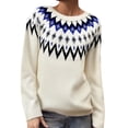 thumbnail image 3 of sususu Fall Sweaters for Women Casual Knitted Sweaters Long Sleeve Crewneck Retro Lightweight Pullover Jumper Top,A03-Blue,XXXXXL, 3 of 5