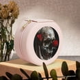 thumbnail image 6 of Yiaed Realistic Rose Skull Print Travel Jewelry Case Bridesmaid Gift Boxes Jewelry Travel Organizer Small Round Jewelry Box Mini Storage-Pink, 6 of 7