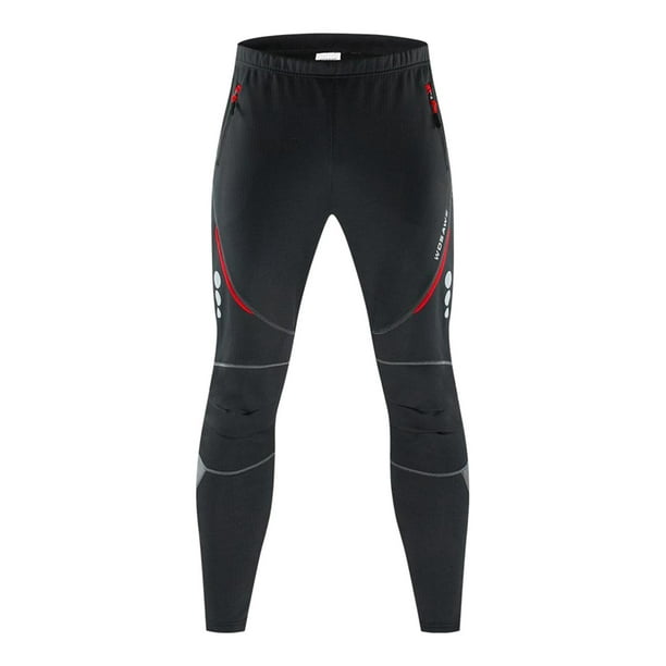Men Winter Fleece Thermal Long Pants Waterproof Cycling Tights Warm -  Black, L L 