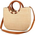thumbnail image 2 of CoCopeaunts Summer Straw Bag, Women Beach Bag Fashion Large Woven Shoulder Bag Hobo Handbag Vacation Top Wooden Handle Bag Purse, 2 of 7
