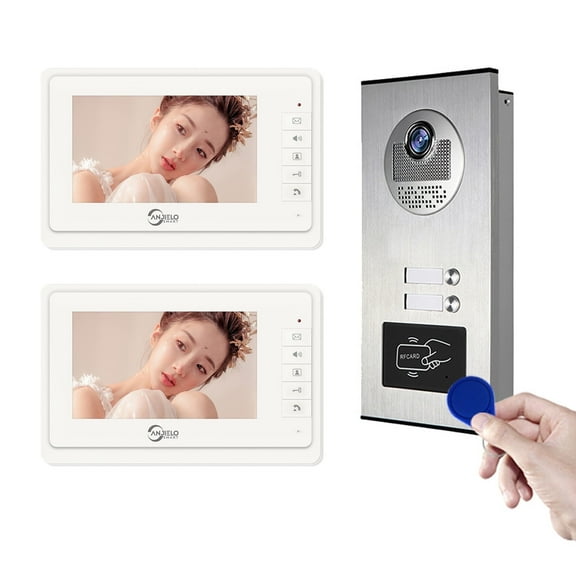 Anjielosmart Home Video Intercom, Wireless Audio Intercom Master Station, 2-Pack, White