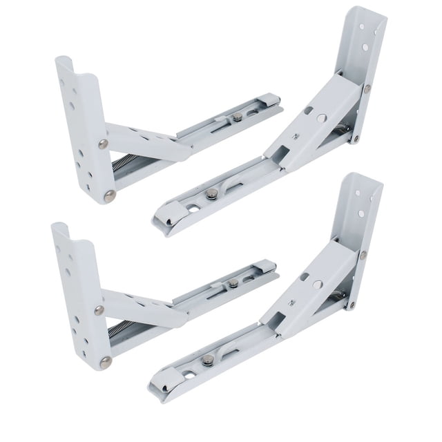 Soportes de estante de pared plegables de metal esmaltado blanco de 8" de largo, 4 piezas