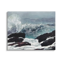 Stupell Industries Crashing Waves Ocean Rocks Cliffs Rough Waters Painting Gallery Wrapped Canvas Print Wall Art, Design by Lettered and Lined