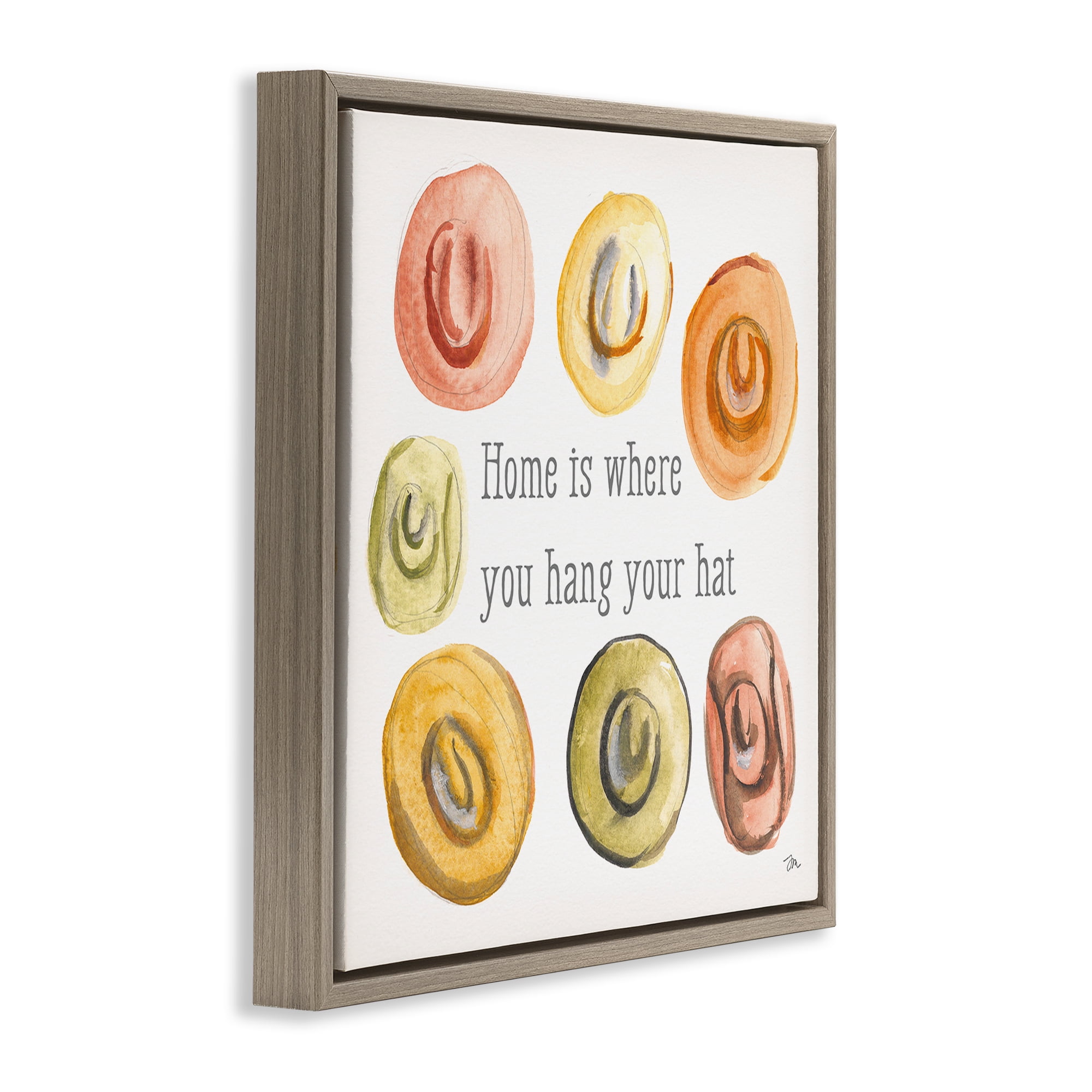 Stupell Industries Hang Your Hat Phrase Typography Painting Brown Floater Framed Canvas Art Print Wall Art, 25 x 25