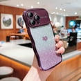 thumbnail image 3 of for iPhone 13 Pro Case for Women Girls, Bling Glitter Gradient Color Cute Wave Frame Curly Shape with Love Heart Pattern Raised Camera Protection Cover Luxury Plating Shockproof Phone Case, Darkpurple, 3 of 7