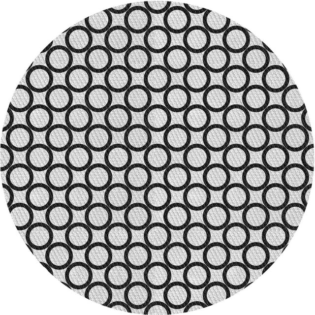 Ahgly Company Tapis Rond Lavable en Machine Intérieur Transitionnel Noir Clair, 5 Pieds Rond