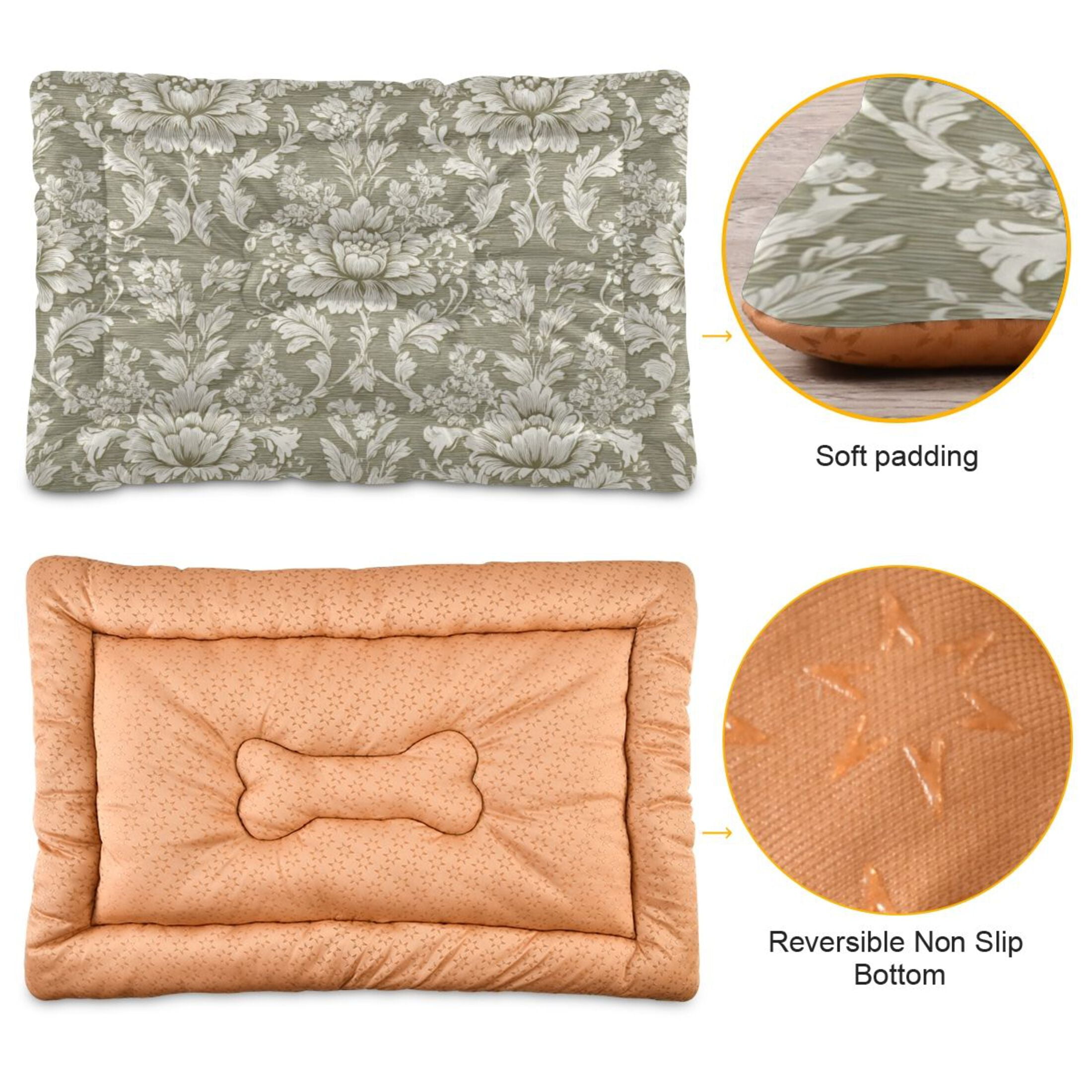 Cozy Mat Pet Bed Indoor Outdoor Warm Soft For Cat Dog Puppy(S/M) A Vintage-style Damask Pattern