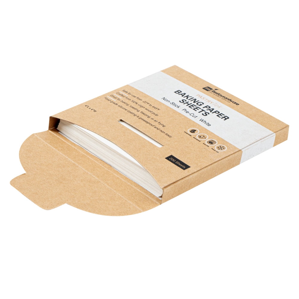 Pastry Tek White Parchment Paper Baking Sheet - Precut, Silicone Coated - 4" x 4" - 1000 count box