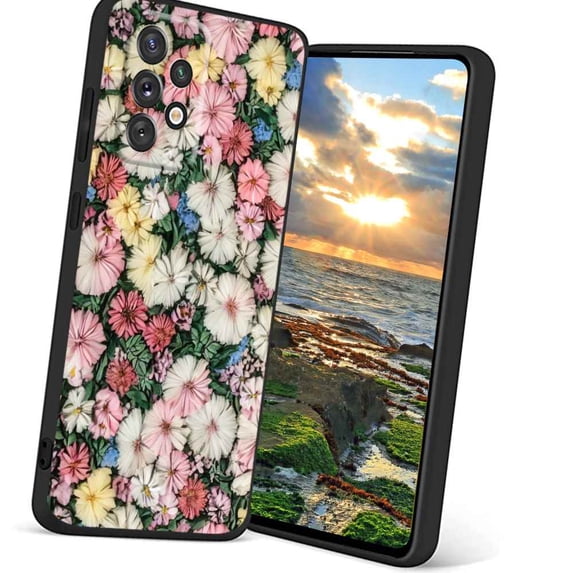 Compatible with Samsung Galaxy A72 5G Phone Case, Vintage-Floral-Flower01 Case Men Women, Flexible Silicone Shockproof Case for Samsung Galaxy A72 5G