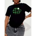 thumbnail image 2 of 1pc Women'S Polyester Crew Neck T-Shirt with Saint Patrick'S Day Lip & Clover Print, Casual Short-Sleeve Knit Fabric Tee for All Seasons, 2 of 7
