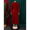 thumbnail image 5 of AURA Women’s Sequin A-Line Dress Round Neck Long Sleeve High Waist Mid-Length Zipper S-XXXL, 5 of 6