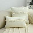 thumbnail image 2 of Nvzi Decorative Square Throw Pillow Cover with Tassels for Couch Bed Sofa Super Soft Solid Accent Cushion Case (White,18"x18"), 2 of 3