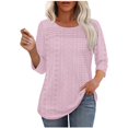 thumbnail image 2 of bnaln Womens Tops 3/4 Length Sleeve Blouses Dressy Casual Spring Summer Outfits Pleated Front T Shirts Curved Hem Cute Summer Shirts Eyelet Tunic Tops Basic Tees Going Out Tops, 2 of 9