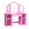 thumbnail image 2 of Costway Vanity Table Set Makeup Dressing Study Table Tri Folding Mirror  Pink, 2 of 10