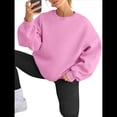 thumbnail image 3 of Sudadera con Capucha de Gran Tamaño para Mujer, Suéteres de Larga con Cuello Redondo de , Conjuntos Cómodos de Moda de Otoño. Rosa L, 3 of 9