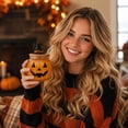 thumbnail image 3 of 12oz Halloween Pumpkin Cow Glass Cup with Lid and Glass Straw, Cute Borosilicate Glass Tumbler for Iced Coffee Juice Milk, Halloween Party Decorative (C), 3 of 6