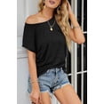 thumbnail image 5 of Merokeety Womens Summer Top Cap Sleeve Crewneck Loose Fit T Shirt Black s, 5 of 5