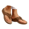 thumbnail image 6 of Povozer Sandals for Women Platform Flip Flops Hollow out T-strap Thong Sandals(Brown,6), 6 of 6