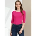 thumbnail image 2 of CamiseAjustaCon Cuello Redondo Y Mangas Al Codo PaMujer Rojo robrillante S, 2 of 6