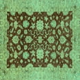 thumbnail image 1 of Ahgly Company Machine Washable Indoor Square Abstract Turquoise Blue Modern Area Rugs, 3' Square, 1 of 4
