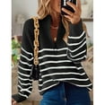 thumbnail image 2 of Sweaters for Women Quarter Zip Striped Sweaters Knitted Warm Pullover Sweaters Shermie, 2 of 7
