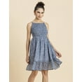 thumbnail image 2 of MoomayaWomens PrintedStrappy Flared Dress, Smocked Frilled Short Dress, 2 of 8