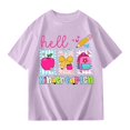 thumbnail image 2 of School Uniform Tshirts Children First Day School Cartoon Tee Short Sleeve Girls Top Girls Tshirts Light Purple 13-14 Years, 2 of 7