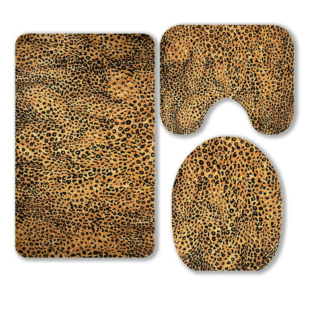 ECZJNT Animal Print Background 3 Piece Bathroom Rugs Set Bath Rug