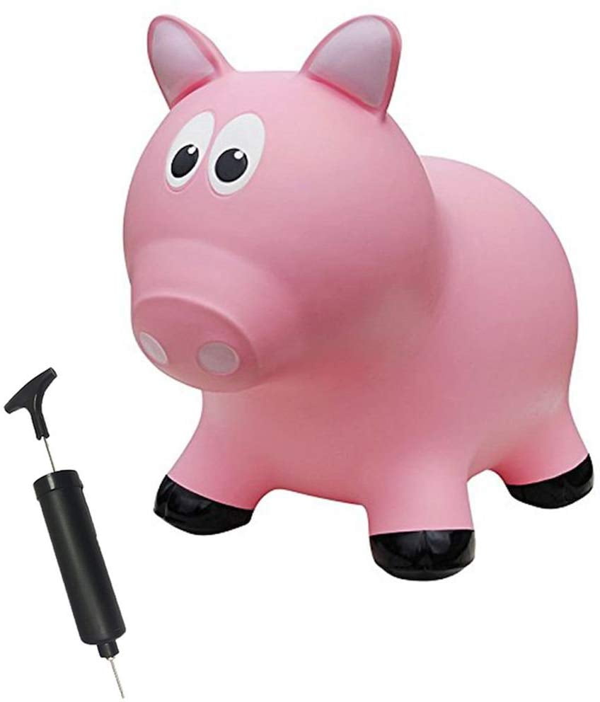 Farm Hoppers Award Winning Inflatable Bouncing Pink Pig with Pump