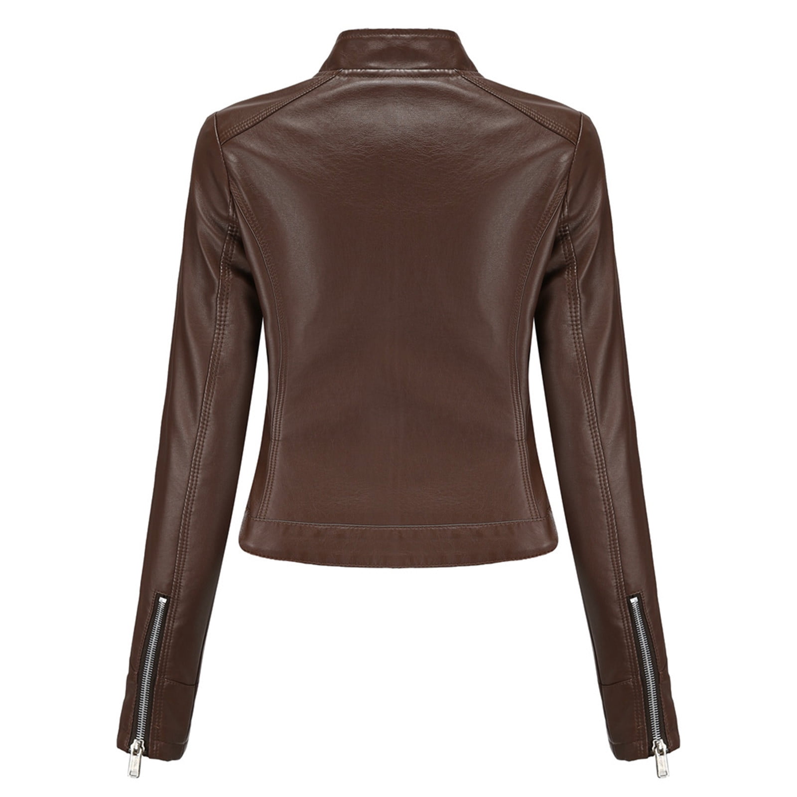 ICHUANYI Women's Cool Faux Leather Jackets Zip Up Motorcycle Short Slim Coats Moto Biker Outwear Fall Winter Clothes Outfits 2023