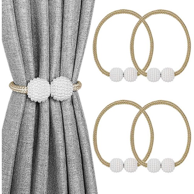 LAICAIW 4 Pack Attaches Magnétiques pour Rideaux, Attaches Décoratives pour Rideaux de Fenêtre (Kaki)