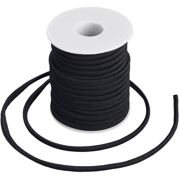 21.9 Yard(20m) Black Fabric String Nylon Cord Soft Stretch Long Flat Swimsuit String Replacement Stretch Beading Thread T-Shirt Yarn